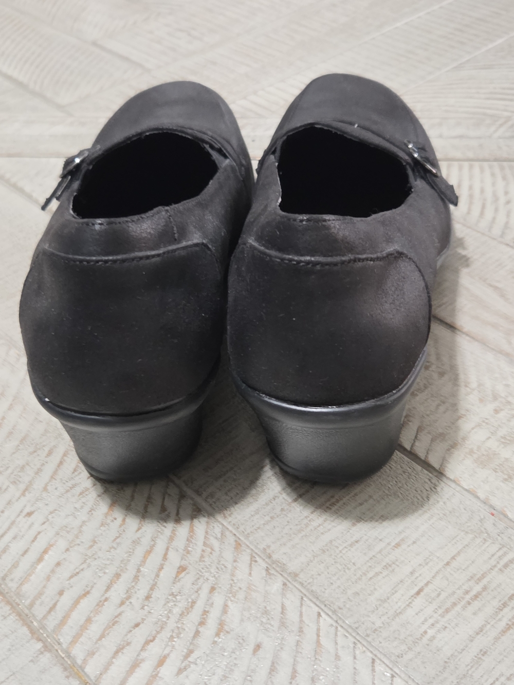 Skechers Black Women’s Slip-On Wedge Loafers with Buckle Accent - Picture 5 of 7
